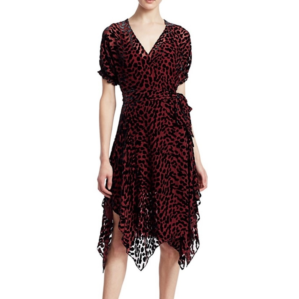 DVF velvet black and burgundy wrap dress XXS NWT NEVER WORN!!!
